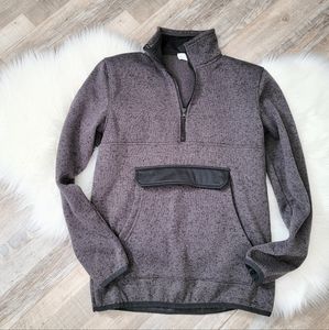 White Ginger Dark Heather Gray ¾ Zip Fleece Pullover Size Small